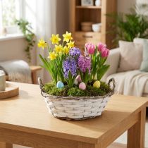 Article Panier décoratif blanc avec poignées 25 cm pour plantation
