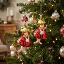Article Suspension de Noël en verre - Princesse Grenouille - Lot de 2