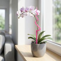 Article Support pour orchidées en plastique rose 64 cm
