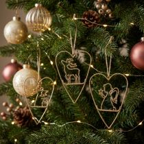 Article Lot de 6 décorations cœurs métalliques dorés à suspendre 12 cm