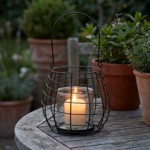 Article Lanterne de jardin noire avec photophore en verre Ø20 cm H18,5 cm