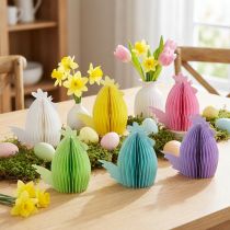 Article Figurines décoratives en papier alvéolé – Poules colorées – Lot de 6 – 7,5 × 4,5 × 8 cm