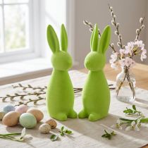 Article Figurines décoratives lapins floqués vert pomme pour Pâques – Lot de 2 (10 × 8 × 29 cm)
