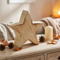 Article Étoile décorative en bois naturel 20x7 cm - Style rustique