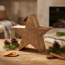 Article Étoile décorative en bois de manguier naturel Ø 20 cm