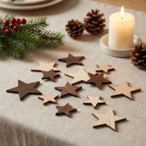 Article Étoiles décoratives en bois, naturelles et brunes, Ø3 à 5,5 cm, 48 pièces
