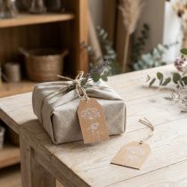 Article Étiquettes Cadeaux en Papier Brun avec Motif Floral - 8×5 cm - Lot de 24