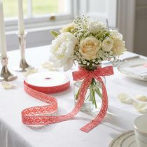 Article Ruban décoratif en dentelle coton corail 18 mm x 20 m