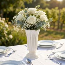 Article Vase décoratif en plastique perlé Lilia - 16 cm Ø - Blanc nacré