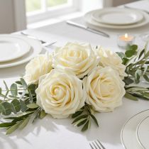 Article Roses en mousse crème Ø15 cm - Lot de 4