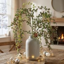 Article Branche décorative de mélèze avec pommes de pin, verte, 93 cm, effet enneigé