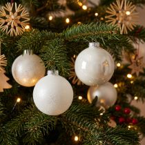 Article Boules de Noël en Verre Blanc Mat et Brillant, Décoration de Sapin, Ø6 cm, Lot de 24