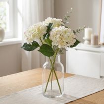 Article Hortensia artificiel blanc et vert en tissu pour décoration, 44 cm