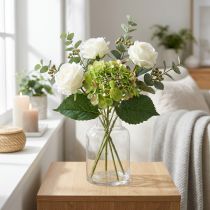 Article Hortensia Artificiel Vert en Tissu et Plastique, 44 cm