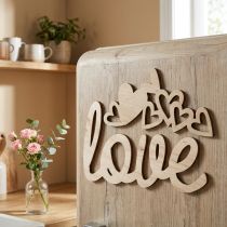 Article Décoration en bois "Love" avec cœurs et aimants – Naturel – Lot de 6