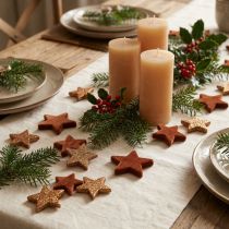 Article Lot de 40 étoiles décoratives de Noël brun/orange Ø4/5 cm en polystyrène avec paillettes