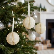 Article Lot de 4 boules décoratives en papier blanc et or Ø7cm