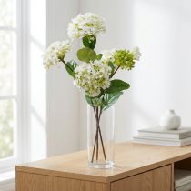 Article Branche de Viburnum Artificielle Blanche avec 5 Têtes - 64 cm