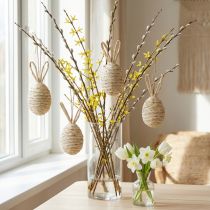 Article Deko œufs de Pâques à suspendre avec oreilles de lapin 13,5 cm - Lot de 4