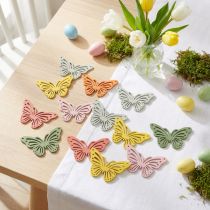 Article Décoration en bois papillons colorés 4,5 × 3 cm – Lot de 48