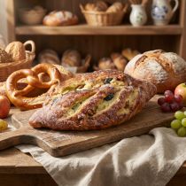 Article Brioche aux raisins décorative – Imitation réaliste en résine 22 cm
