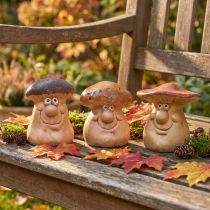 Article Lot de 3 figurines de champignons avec visages – Tons bruns – 6,5 cm