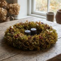 Article Couronne décorative en mousse artificielle avec attache – Brun et Vert – Ø30cm