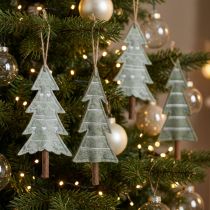 Article Set de 4 sapins décoratifs en feutrine vert clair et vert foncé 20 cm