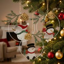 Article Lot de 3 suspensions décoratives Noël avec bonhommes de neige en métal Ø14 cm