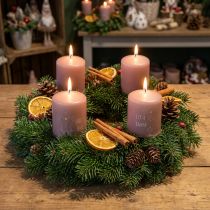 Article Bougies de Noël roses Woodrose 4 pièces Ø5cm H6cm