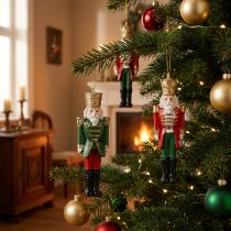 Article Nussknackers décoratifs à suspendre pour Noël, lot de 4, rouge, vert et or, 10 cm