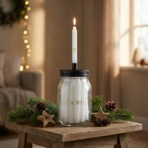 Article Bougeoir en verre avec 24 bougies calendrier de l’Avent H14,5 cm