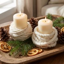 Article Lot de 2 cordes en feutre blanc 100% laine naturelle – Fil fin et épais