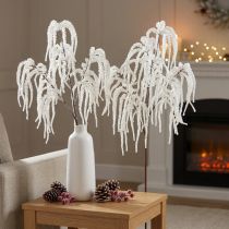 Article Branche Décorative Saule Pleureur Enneigé 82 cm Blanc Pailleté (Lot de 2)