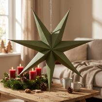 Article Étoile décorative en papier et jute verte à suspendre