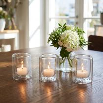Article Lot de 4 photophores en verre transparent rond Ø8,5 cm