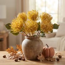 Article Fleurs artificielles Protea Leucospermum jaunes 30 cm, 6 pièces