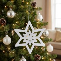 Article Étoile décorative blanche avec effet neige 28 cm
