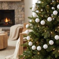 Article Décoration de sapin de Noël guirlande de boules de neige décoration blanche 185cm