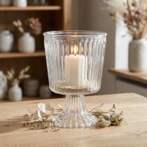 Article Coupe lanterne verre cannelé décoration Ø11,5cm H15cm