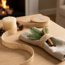 Article Ruban décoratif en jute, jaune naturel, 25 mm ; ruban décoratif rustique en jute, 10 m