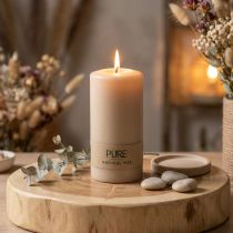 Article Bougie cylindrique beige PURE en cire naturelle 130x70 mm
