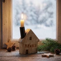 Article Maison décorative en bois avec porte-bougie noir - 10,5×3,5×13 cm