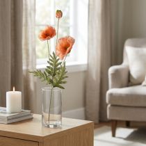 Article Branche de coquelicots artificiels en tissu, orange, 75 cm