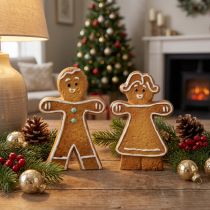 Article Duo de Figurines en Céramique Pain d'Épices 16 cm - Déco de Noël