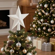 Article Sommet d'Arbre de Noël Étoile Blanche Pailletée 19 cm – Bruchfest