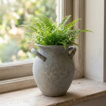 Article Vase décoratif vintage en métal gris avec anses – H13 cm