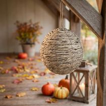 Article Boule suspendue en paille gris lavé Ø25 cm