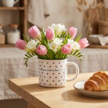 Article Tasse avec coeurs tasse en céramique blanc rouge Ø9cm H9cm