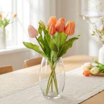 Article Tulipes artificielles 30 cm orange pour décoration intérieure, lot de 7
